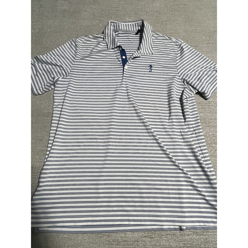 Adidas Shirt Men’s Large Polo Blue Stripes With Logo
